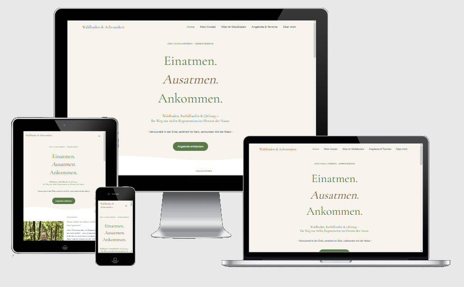 Ansicht Webseite auf verschiedenen Bildschirmen